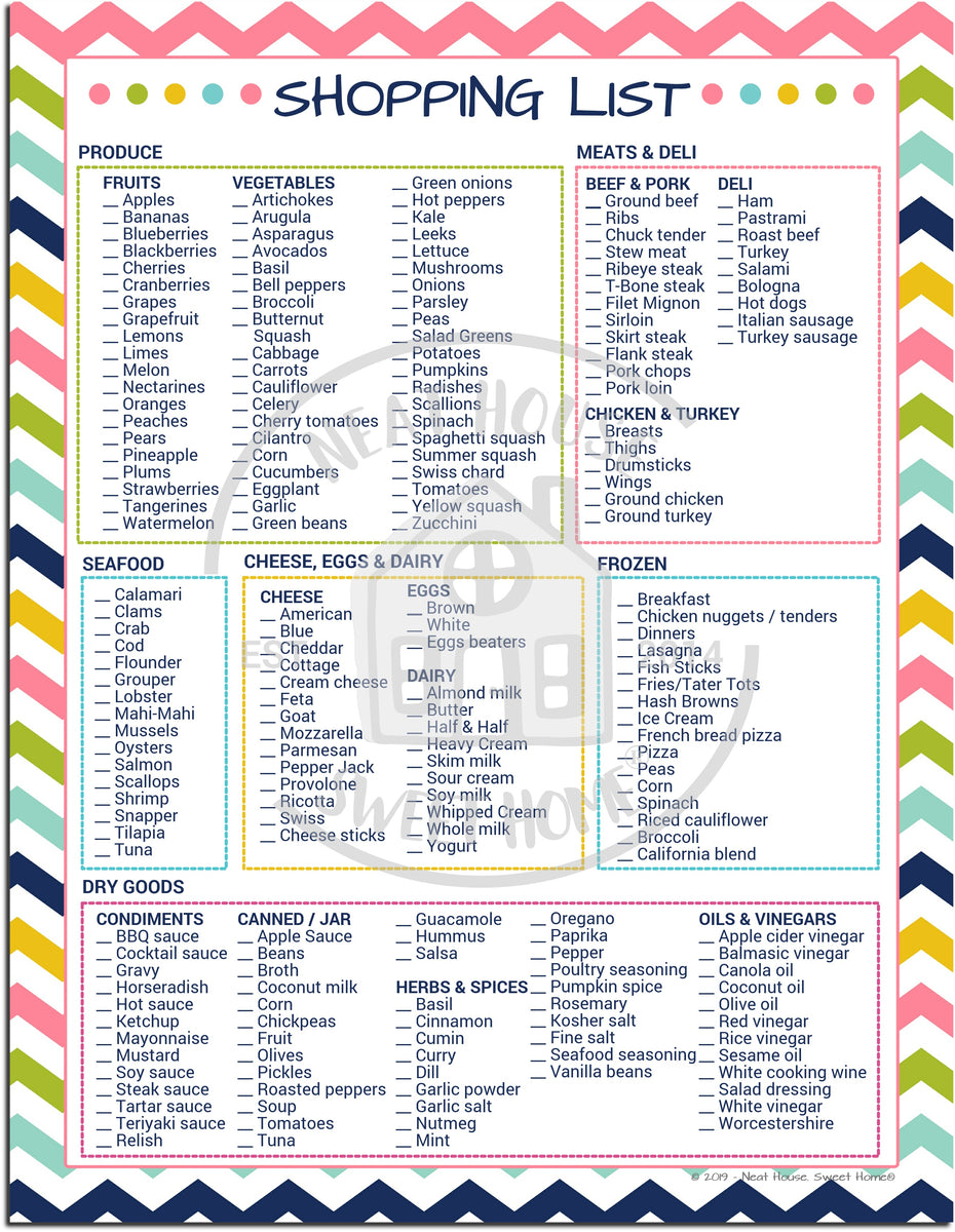 Printable Grocery Shopping Checklist - Shopping List Template – Neat Living Shop printable-grocery-shopping-checklist-shopping-list-template-neat-living-shop