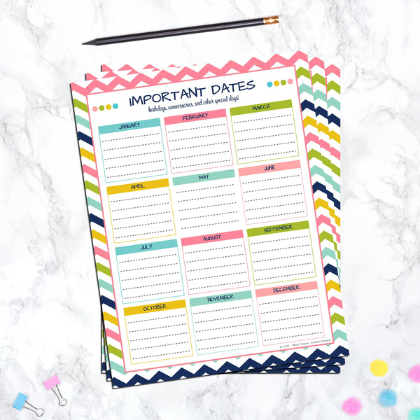 important and special dates template