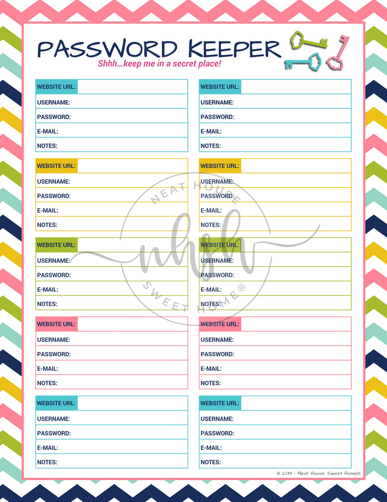 Editable Password Keeper • Password Log Template – Neat House. Sweet ...