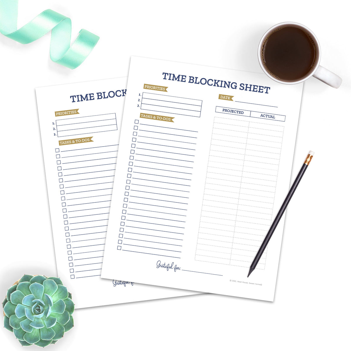 Time Blocking Sheet Template • Printable Time Block Schedule – Neat ...