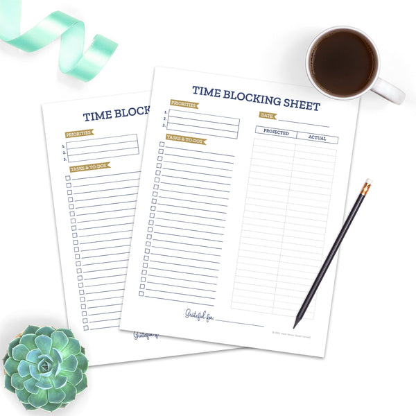 Time Blocking Sheet Template • Printable Time Block Schedule