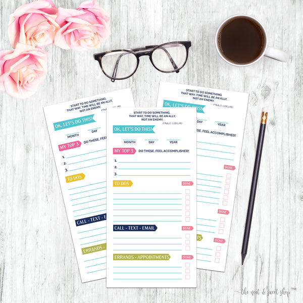 Daily Goals, To-Dos, and Errands List • Printable 3.5x7 inches