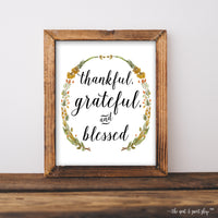 thankful grateful blessed printable